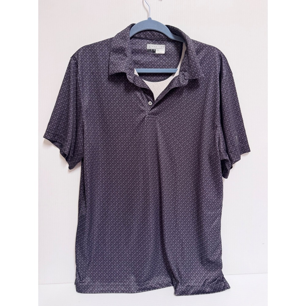 PGA Tour Pro Series Mens Athletic Fit Purple Geometric Golf Polo Shirt Large
